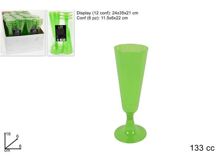 Flute in plastica verde D001 · 6 pezzi