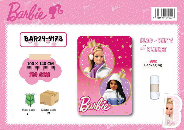 Barbie, coperta natalizia 100 × 140 cm