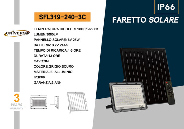 Faretto Solare Universo – SFL319-240-3C