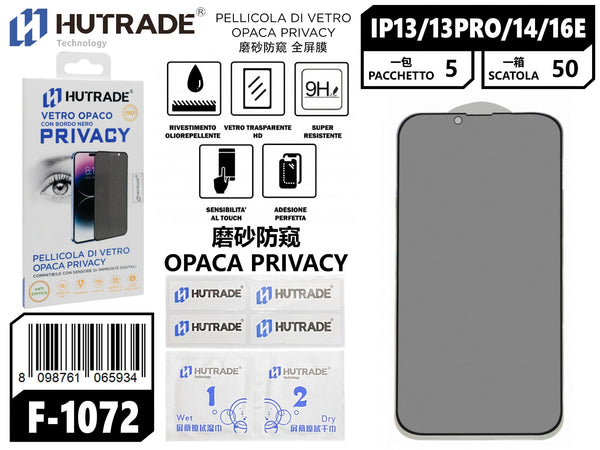 PELLICOLA DI VETRO OPACA PRIVACY IP13/13 PRO/14/16E/17E – F1072 548005