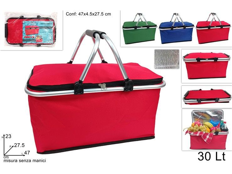 Cestino termico 30lt con manici alluminio salvaspazio col ass ly-01