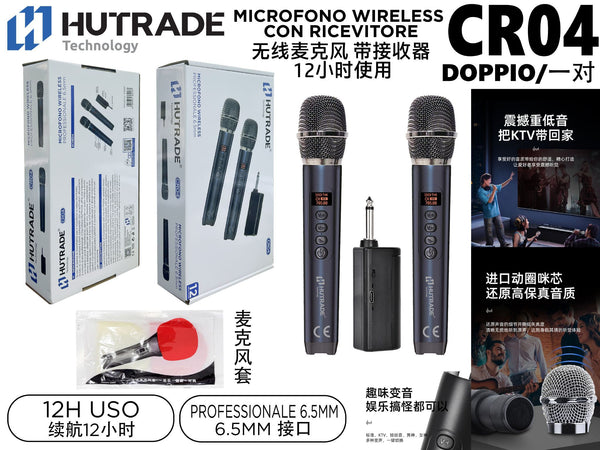 CR04 DOPPIO MICROFONO WIRELESS CON RICEVITORE 12H USO