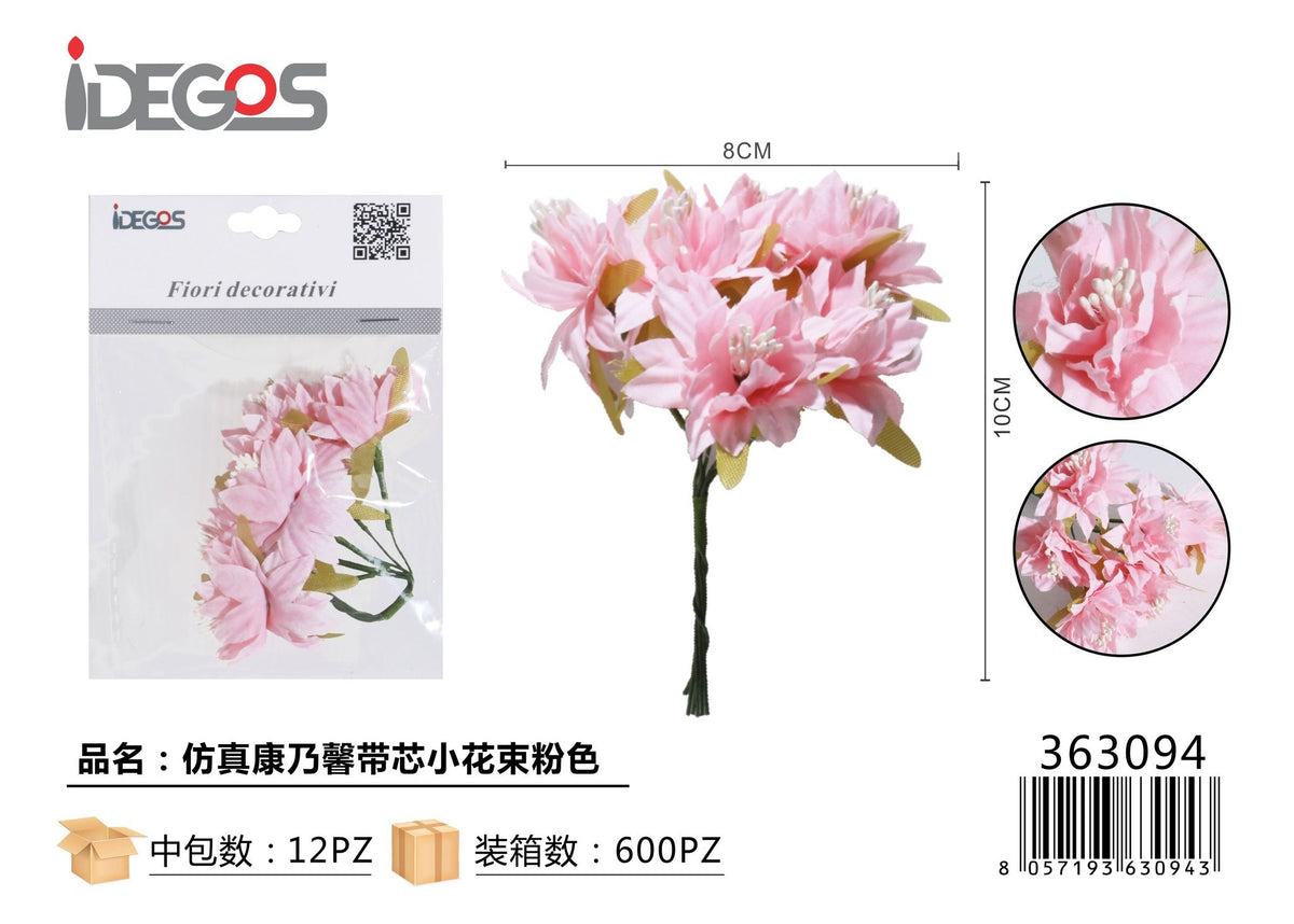 Mazzetto decorativo di garofani artificiali rosa