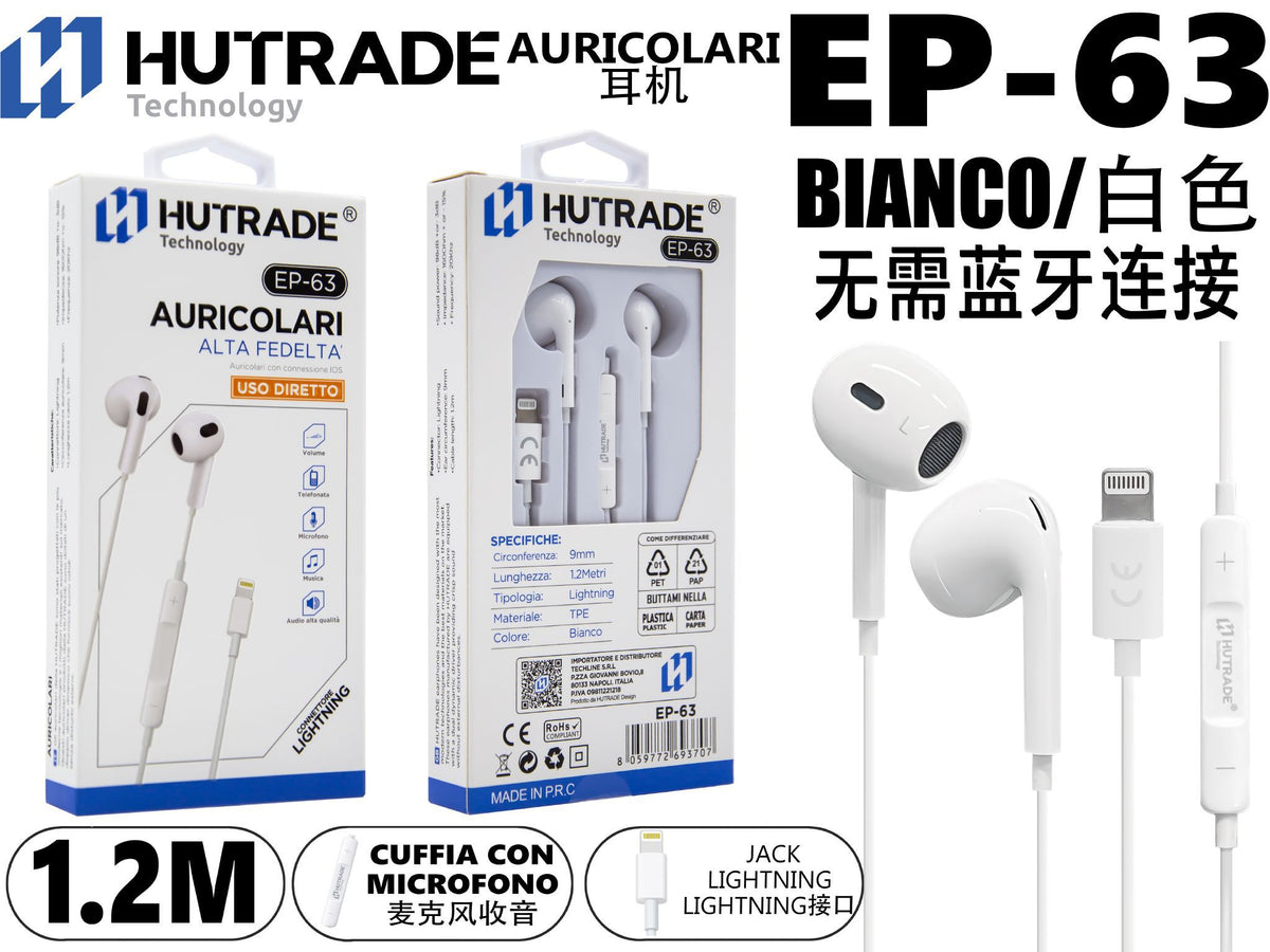 EP-63 AURICOLARE ATTACCO LIGHINING DIRETTO SENZA BLUETOOTH