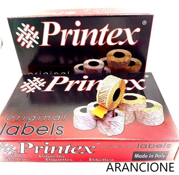 Printex, ricarica etichette arancioni per prezzatrice, 36 rotoli
