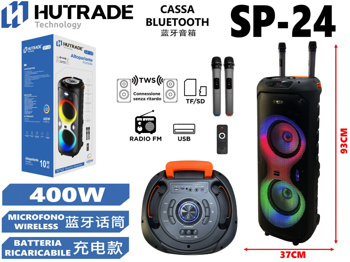 SP-24 CASSA BLUETOOTH CON MICROFONO /FM DA 400W