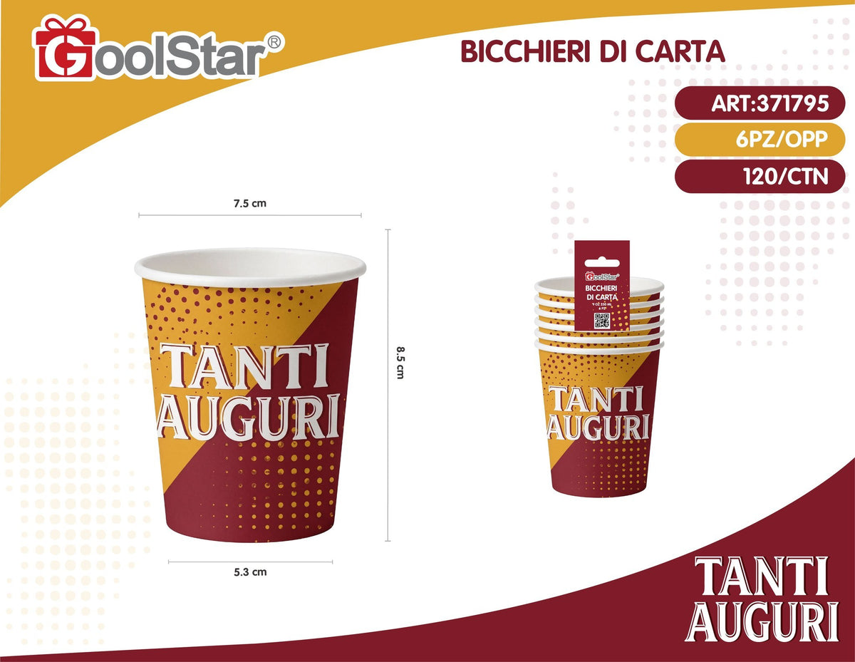 Bicchiere di carta rosso giallo