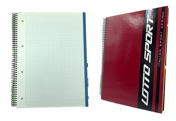 Lotto Sport, quaderno spiralato a quadretti con fori