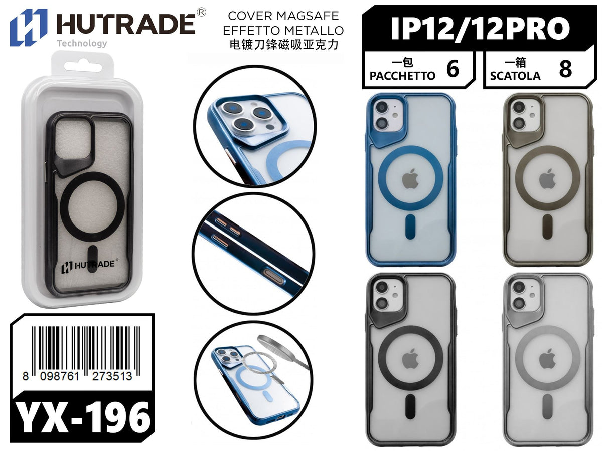 YX-196 COVER TRASPARENTE BORDO COLORATA MAGSAFE IP12/12 PRO