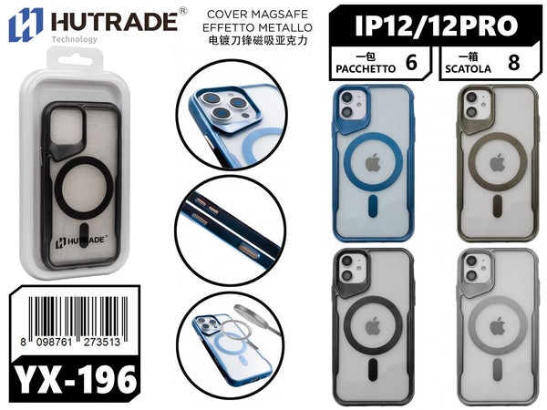 YX-196 COVER TRASPARENTE BORDO COLORATA MAGSAFE IP12/12 PRO