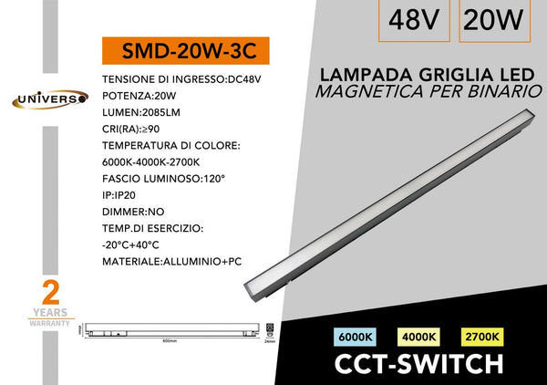 Lampada A Griglia LED Magnetico Universo – SMD-20W-3C