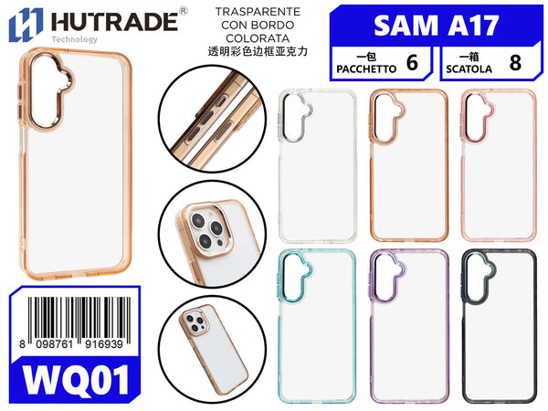 WQ-01 COVER TRASPARENTE CON BORDO COLORATA SAM A17/A18
