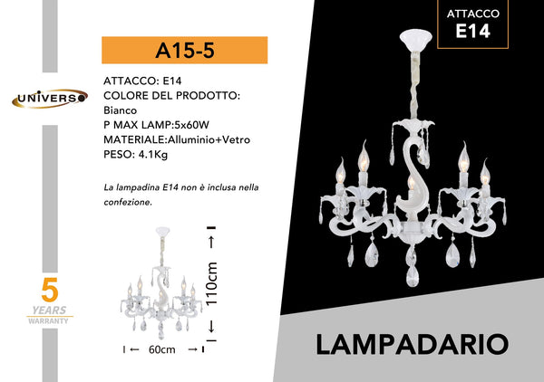 Lampadario Da Soffitto 5*E14 Universo – A15-5