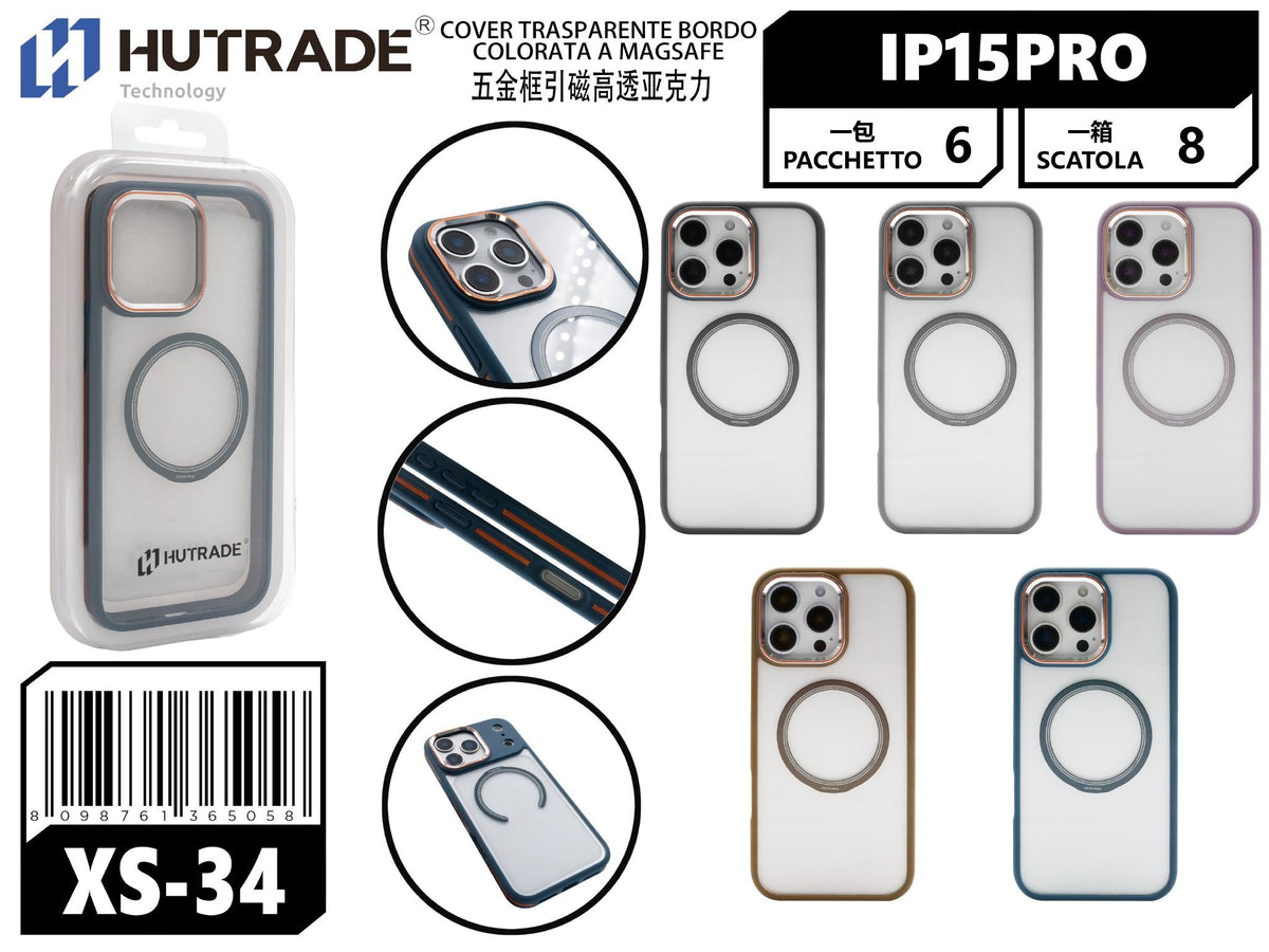 XS-34 COVER TRASPARENTE BORDO COLORATA A MAGSAFE IP15 PRO
