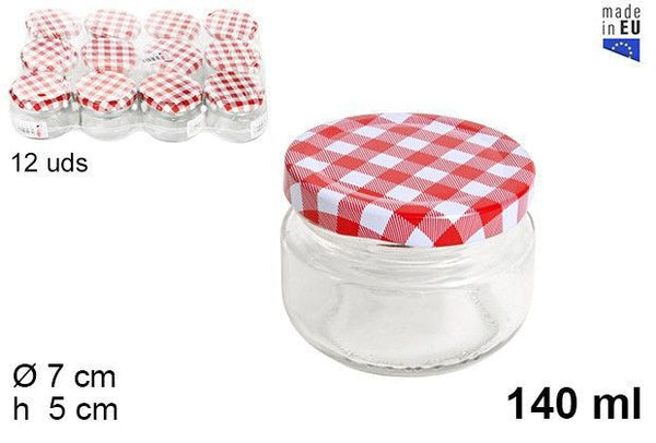 Barattolo tondo in vetro con coperchio vichy 140 ml