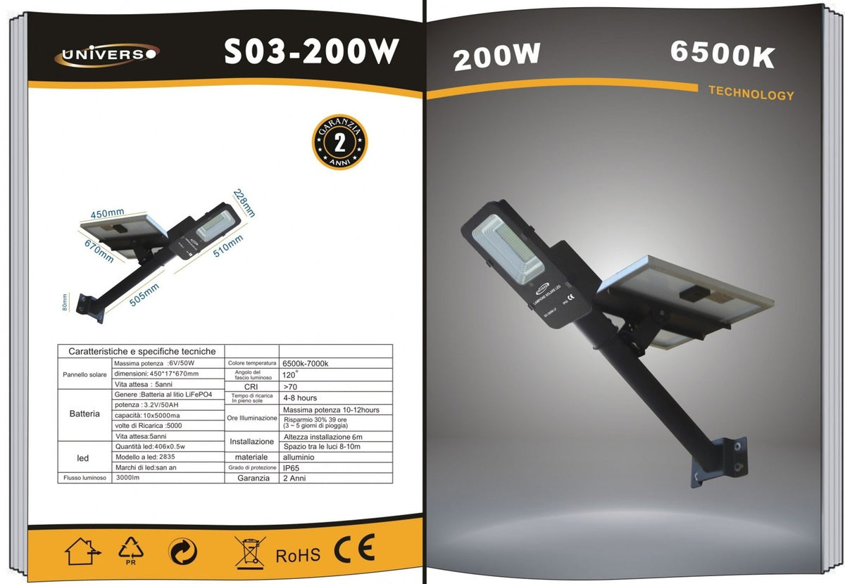 Lampada solare – S03-200W