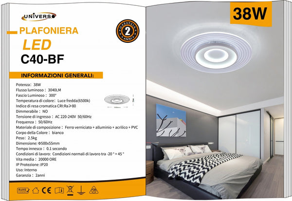 Lampada Da Soffitto Bianco Universo – C40-BF