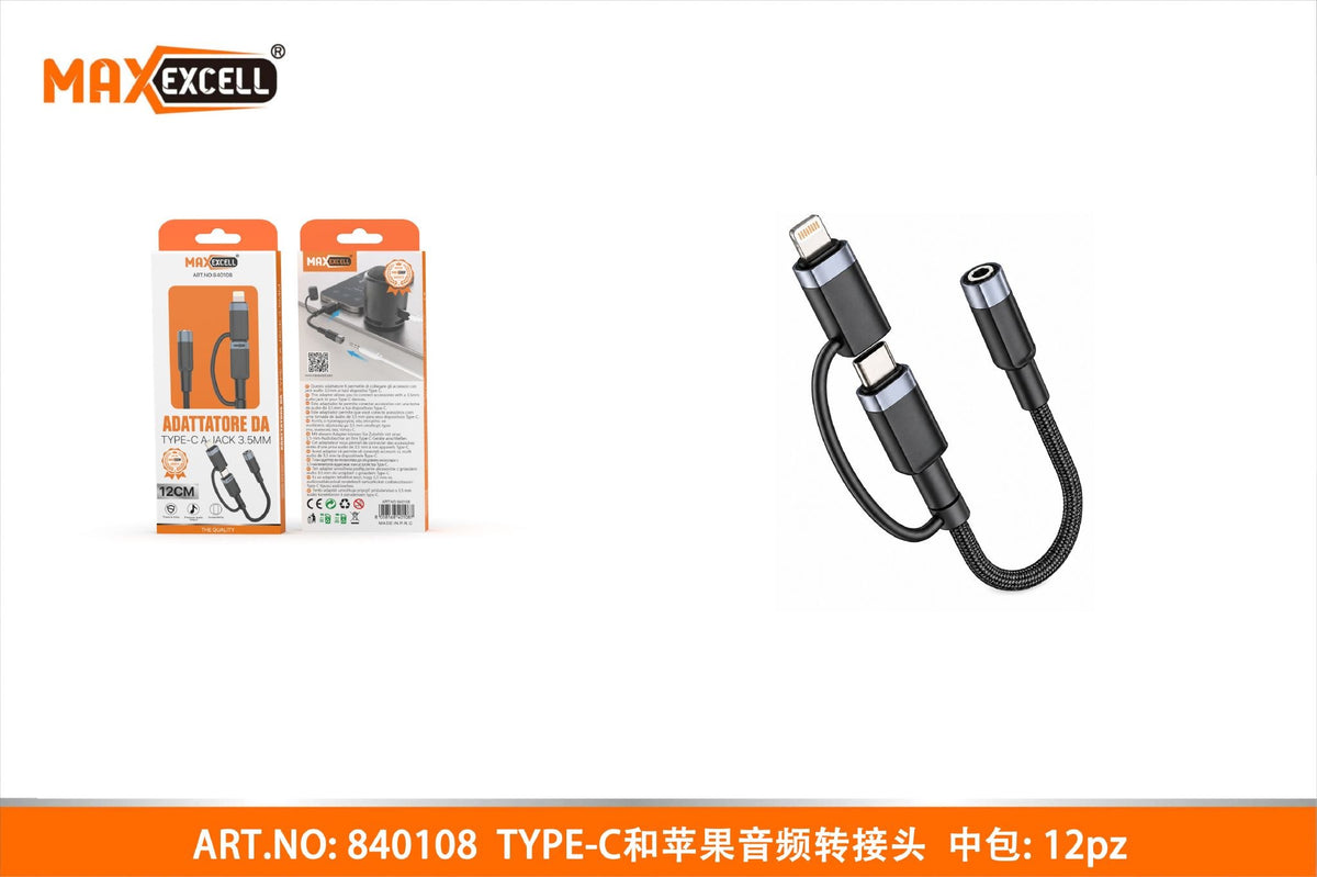 Adattatore da LIGHTNING e TYPE-C a JACK 3.5MM
