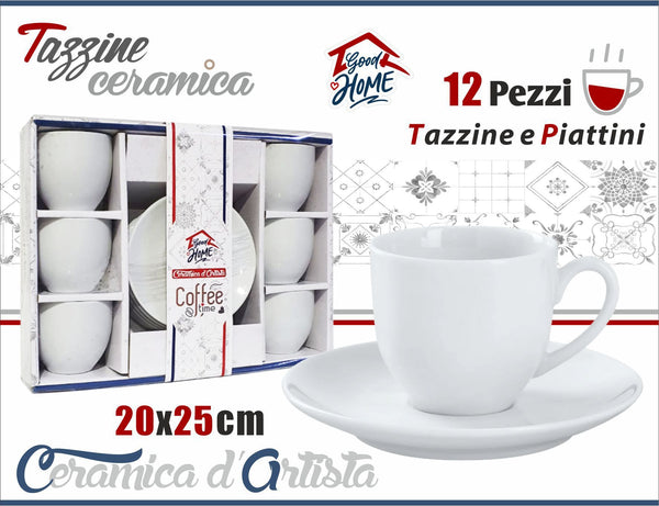 6 tazzine piattino bianche