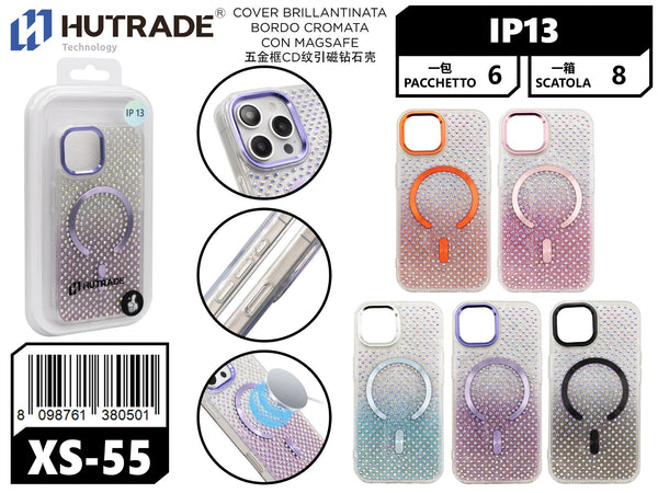 XS-55 COVER BRILLANTINATA BORDO CROMATA CON MAGSAFE IP13