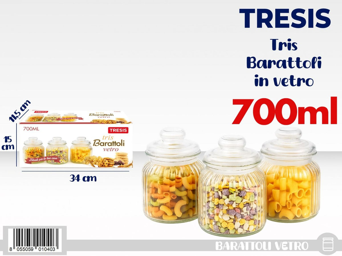 3 pz. BISCOTTIERE VETRO IN C/BOX