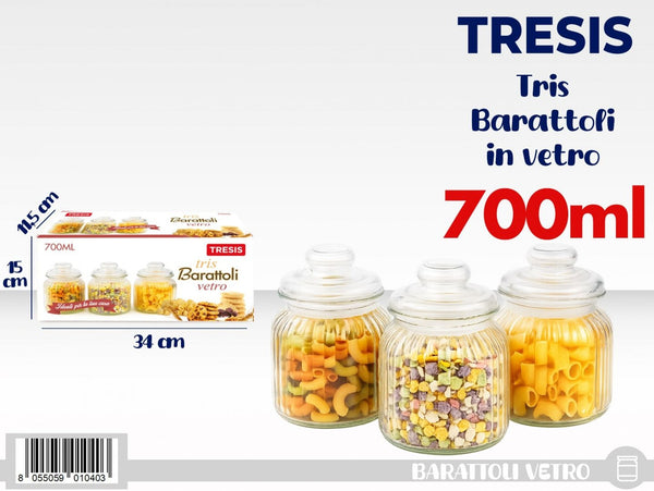 3 pz. BISCOTTIERE VETRO IN C/BOX
