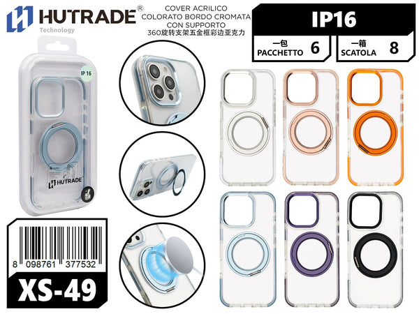 XS-49 COVER ACRILICO COLORATO BORDO CROMATA CON SUPPORTO IP16