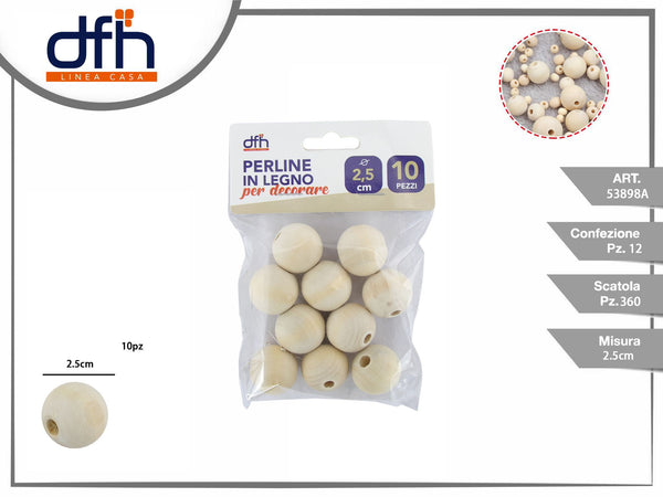 PALLINE IN LEGNO 2.5 cm 10 pz