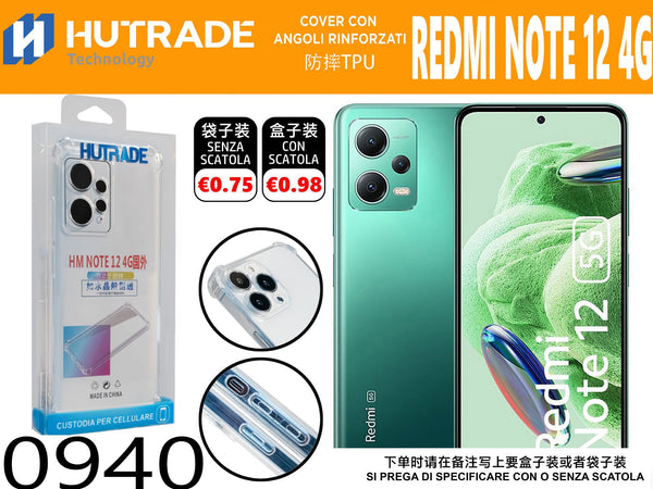 COVER TRASPARENTE ANTIURTO REDMI NOTE 12 4G – 0940 014305