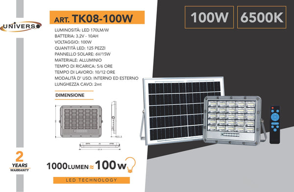 Faretto Solare Universo – TK08-100W