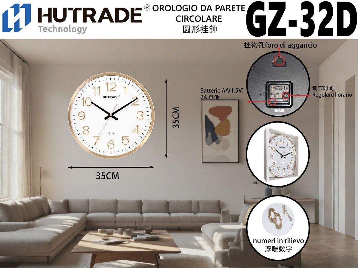 GZ-32D OROLOGIO DA PARETE CIRCOLARE ORO