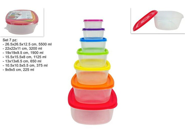 Contenitori plastica quadrati set 7 misure