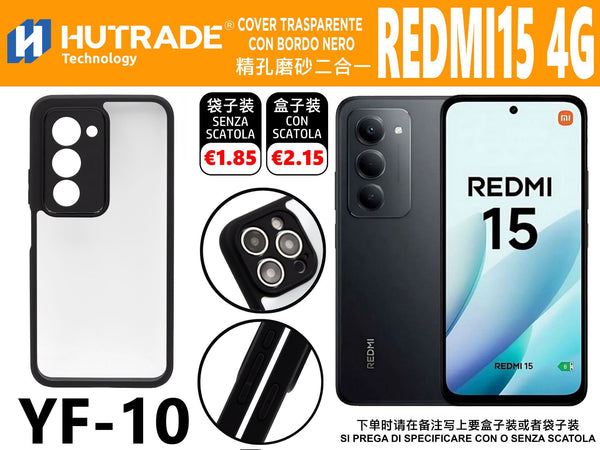 YF-10 COVER TRASPARENTE CON BORDO NERO REDMI 15