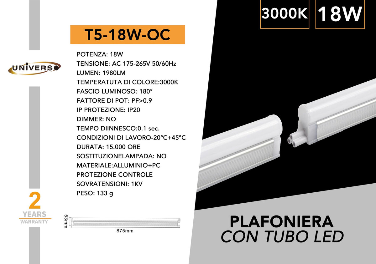 Tubo LED – T5-18W-OC