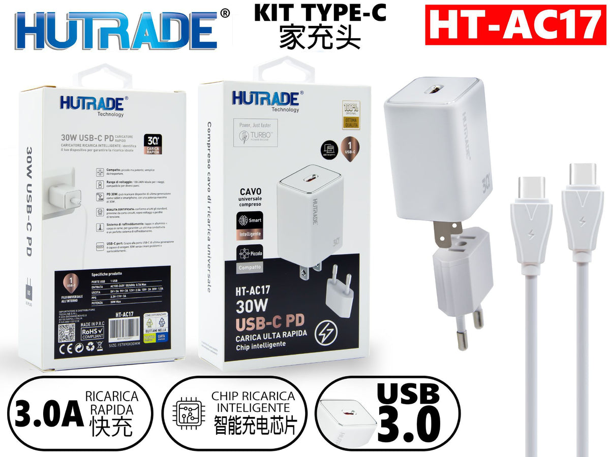 HT-AC17 CARICATORE COMPLETO TYPE-C TO TYPE-C