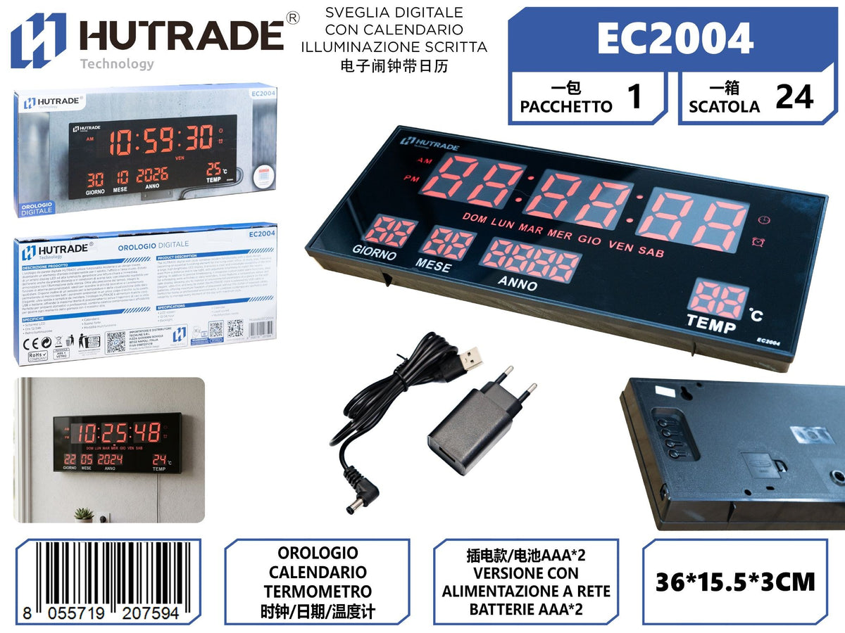 EC2004 OROLOGIO DA PARETE DIGITALE MULTIFUNZIONE