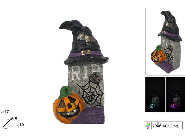 Lapide decorativa Halloween con luce 17 cm