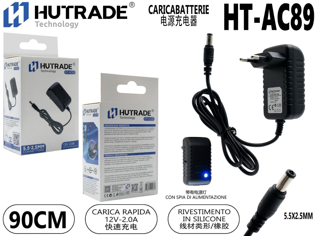 Alimentatore HT-AC89, 12 V, 2 A, cavo 90 cm