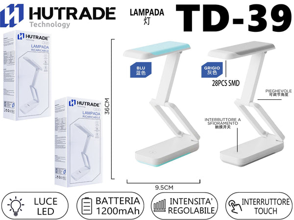 TD-39 LAMPADA DA TAVOLO PIEGHEVOLE RICARICABILE 1200MAH