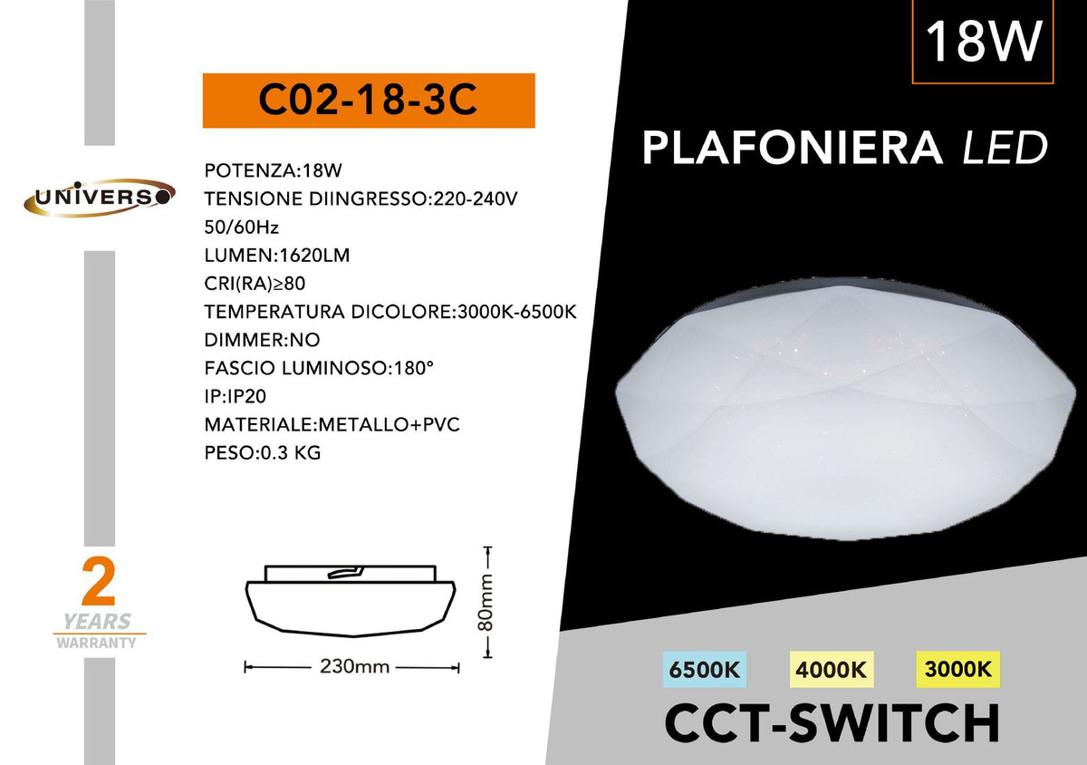 Lampada Da Soffitto Universo – C02-18-3C