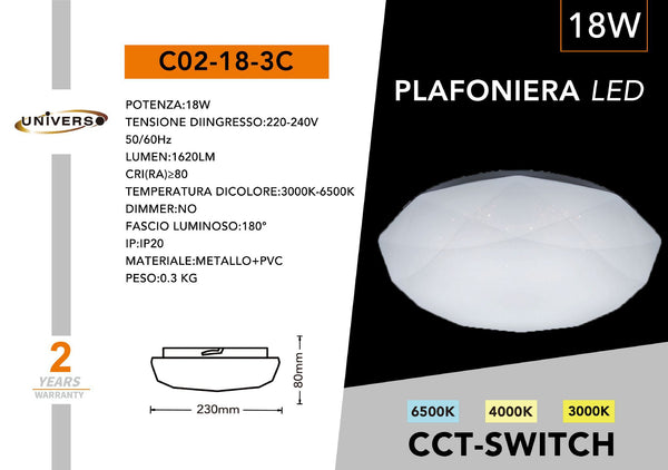 Lampada Da Soffitto Universo – C02-18-3C