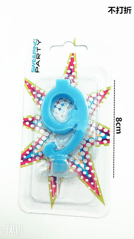 Candelina 9 cm Nr.9 Colore Celeste