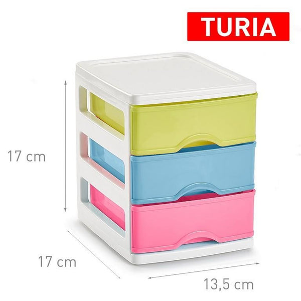 Cassettiera 3 cassetti biancolore