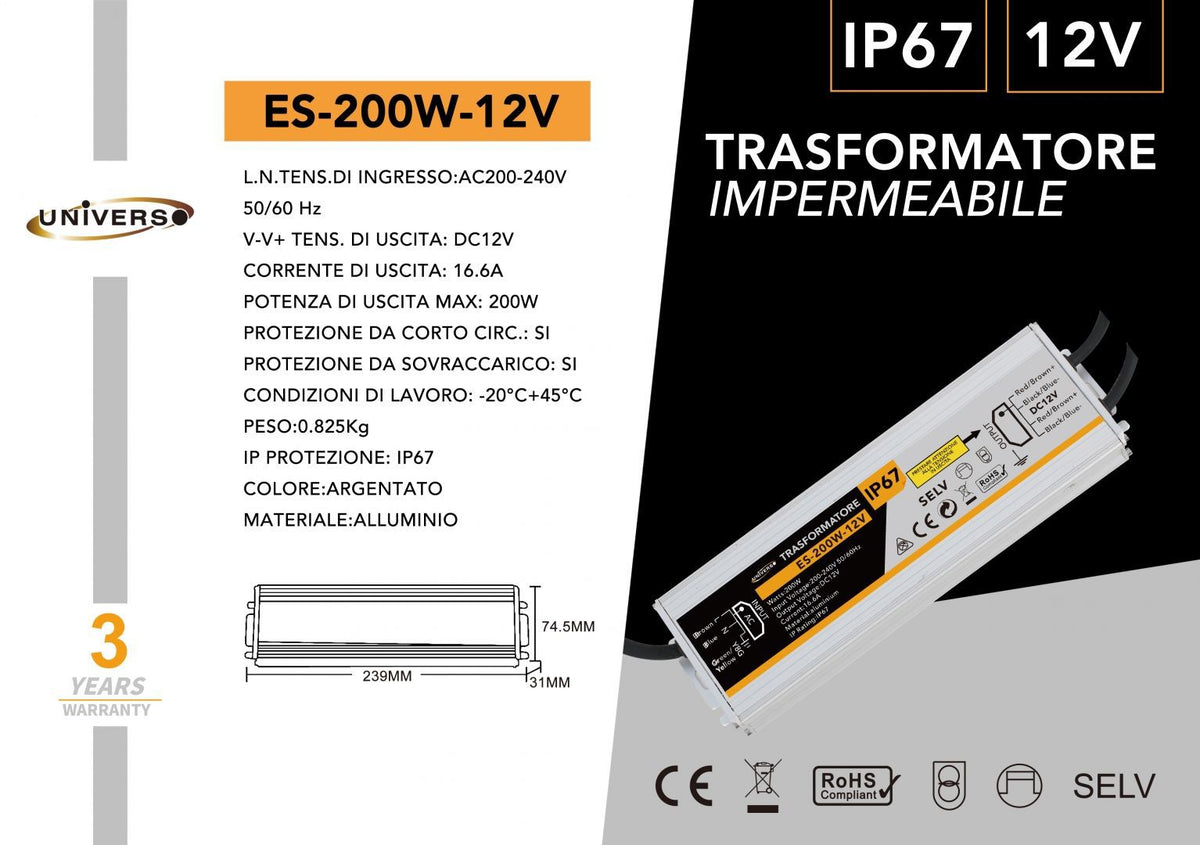 Alimentatore LED – ES-200W-12V