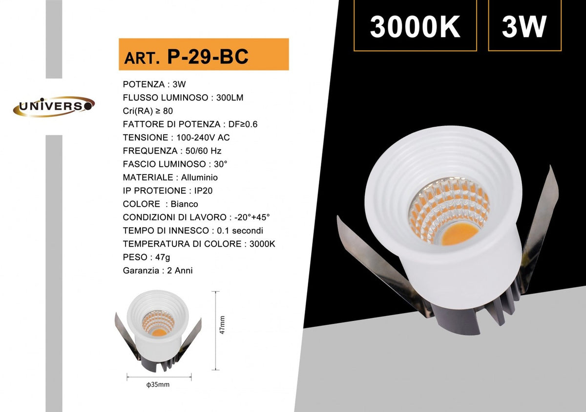 Mini Faretto Da Soffitto Universo – P-29BC