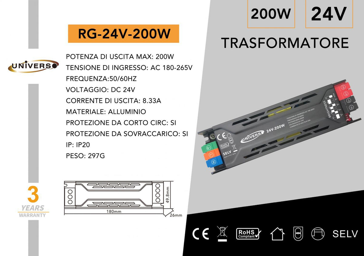 Comando per illuminazione – RG-24V-200W