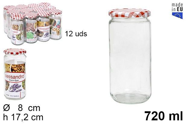 Barattolo tondo in vetro con coperchio vichy 720 ml