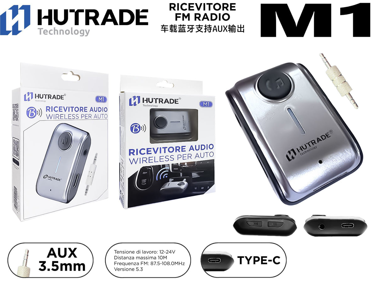 M1 TRASMETTITORE FM AUTO BLUETOOTH CON ATTACCO AUX 3.5MM