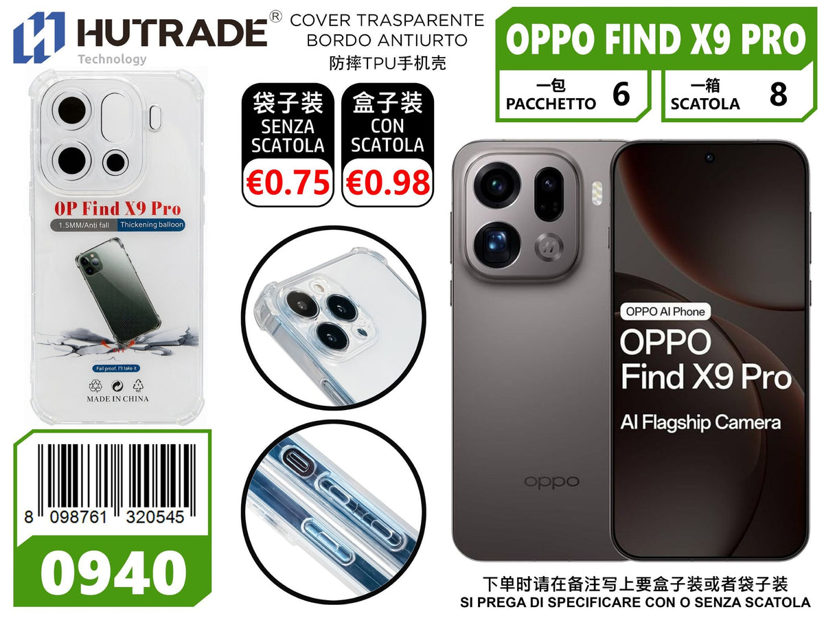 COVER TRASPARENTE BORDO ANTIURTO OPPO FIND X9 PRO – 0940 014401