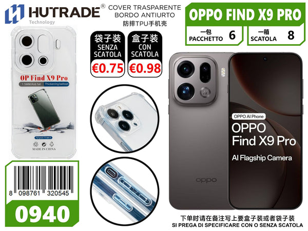 COVER TRASPARENTE BORDO ANTIURTO OPPO FIND X9 PRO – 0940 014401